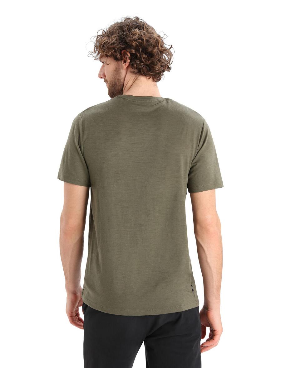 Loden Icebreaker Merino Tech Lite II Short Sleeve Alps 3D Men's T Shirts | AU 1172FDNM